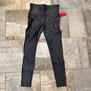 SPANX Black Faux-Leather High-Waist Jeggings